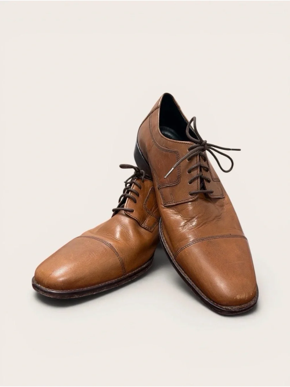 Johnston & Murphy Classic Men's Tan Leather Cap-Toe Derby Shoes